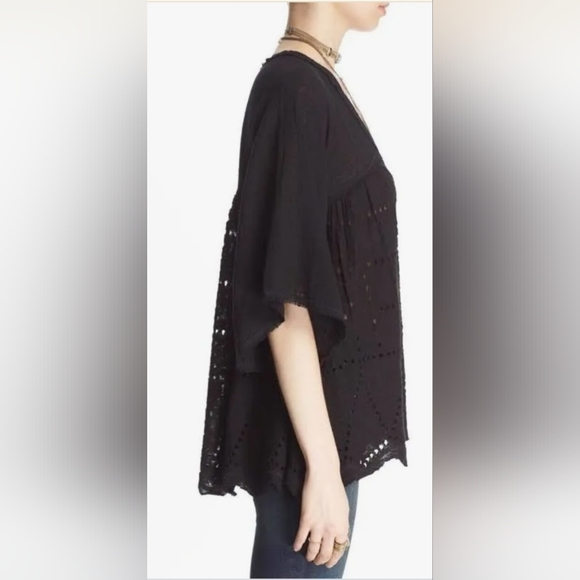 Free People Summer Loving Linen Blend Blouse in Black Small NWT MSRP $98 FP1008 - Picture 7 of 14